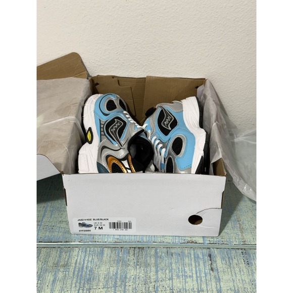 Saucony Jazz 9 KDZ Kids Sneakers Size 7 Blue/Black Unisex NIB - Picture 2 of 9